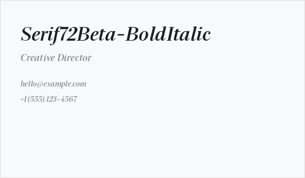 Serif72Beta-BoldItalic Business Card