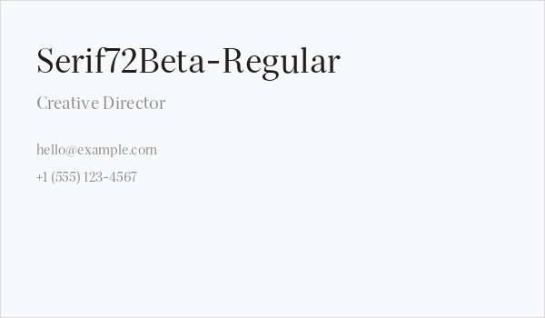Serif72Beta-Regular Business Card