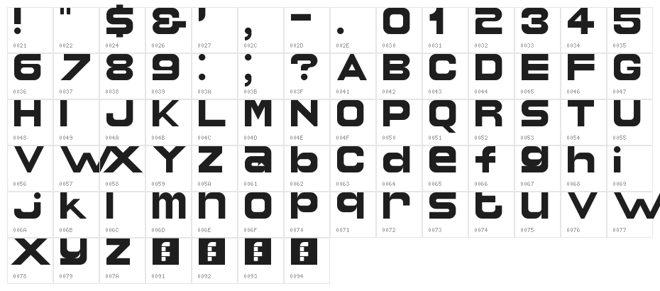 Serioucity 3 Regular Character Map
