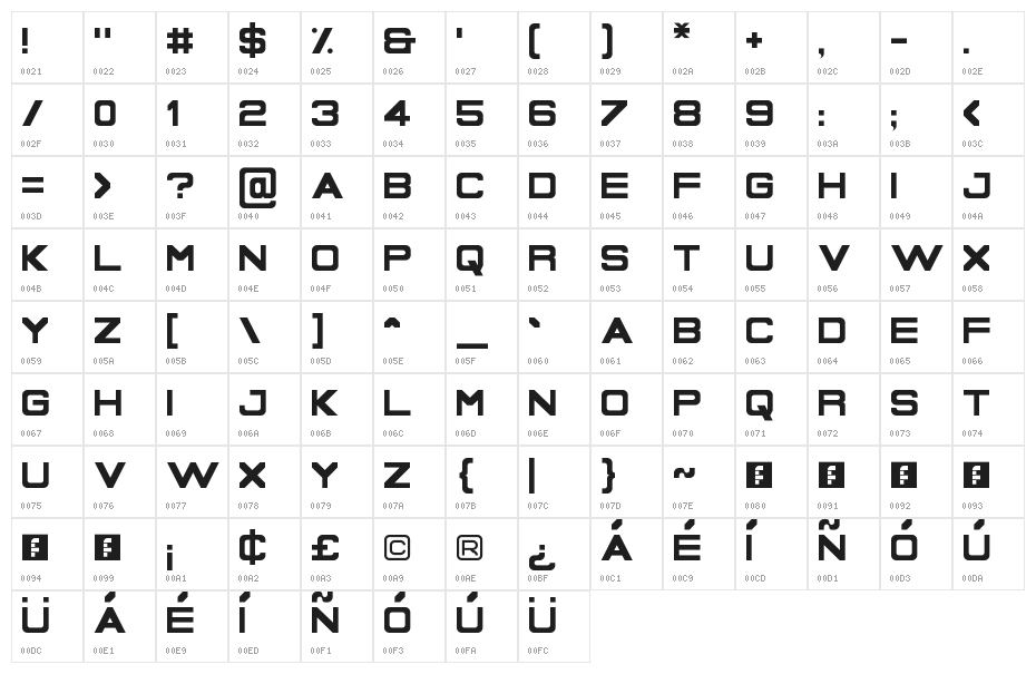 Serioucity Regular Character Map