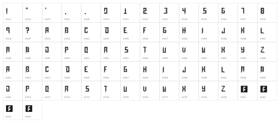 Serpens Regular Character Map