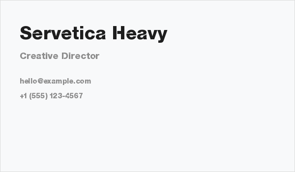 Servetica Heavy Business Card
