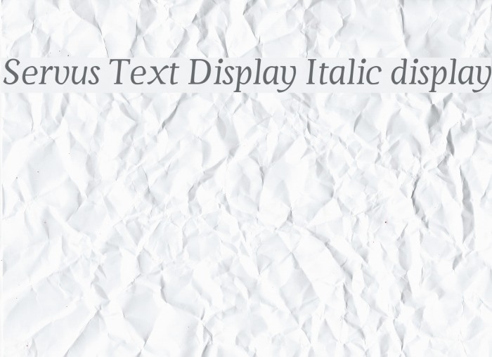 Servus Text Display Italic display Font examples