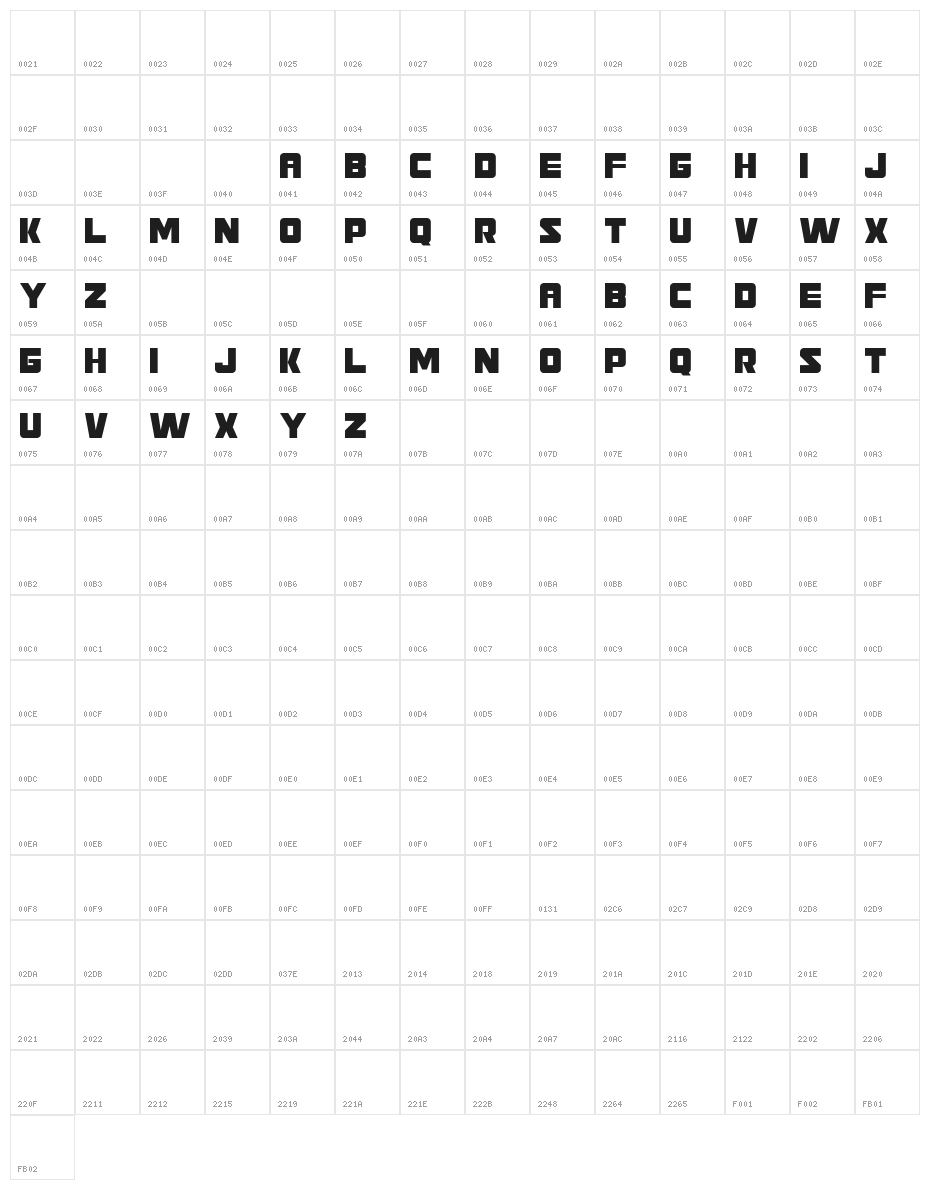 Seven Eleven Character Map