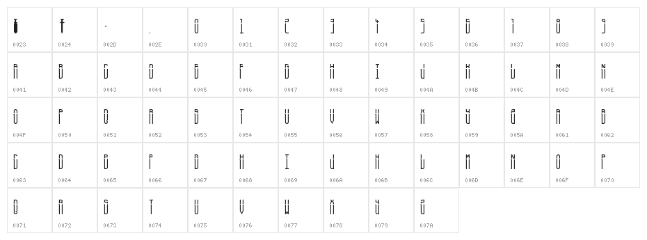 SeveredFS Regular Character Map