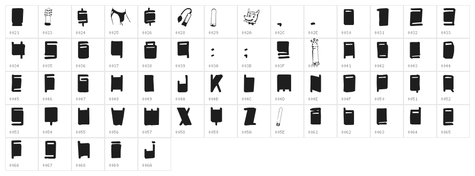 SexShop Character Map