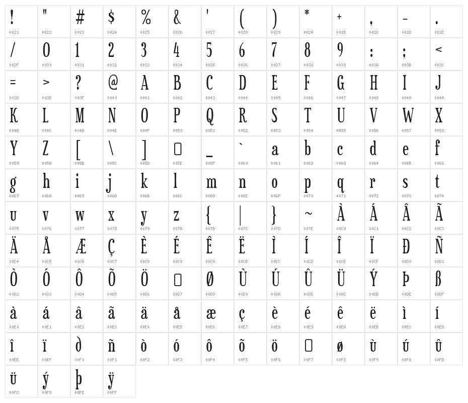 Sexsmith-Regular Character Map