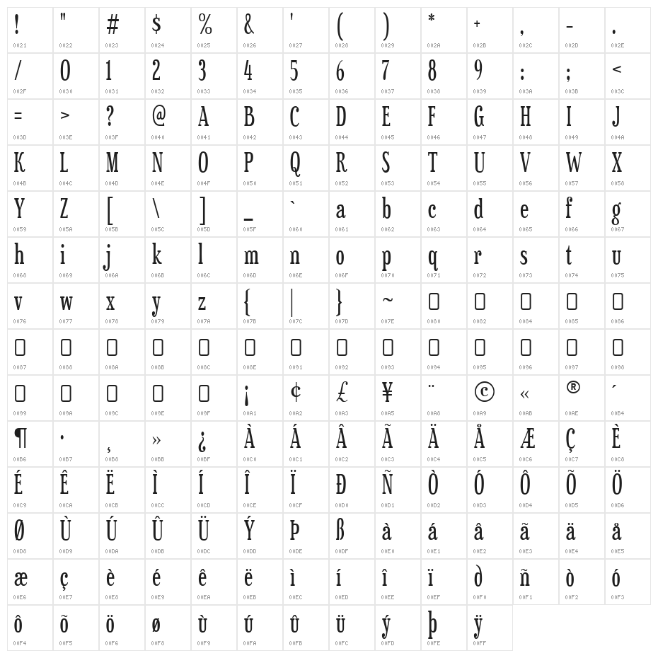 Sexsmith-Regular Character Map
