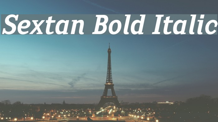 Sextan Bold Italic Font examples