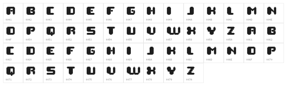 Sextant Regular Character Map