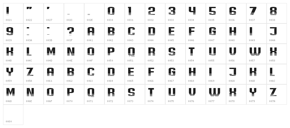 Sextape Regular Character Map