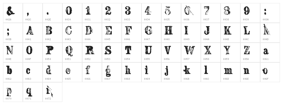 SextonSerif Character Map