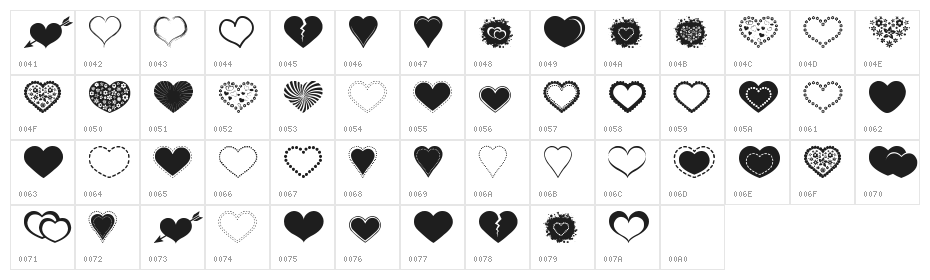 Sexy Love Hearts 2 Character Map