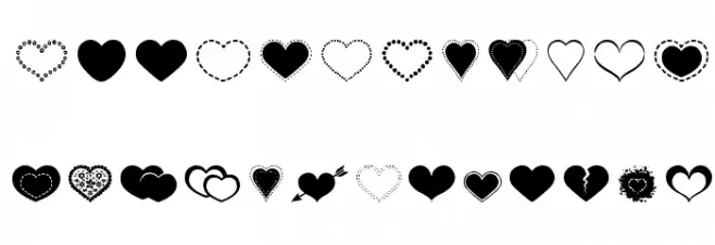 Sexy Love Hearts 2 Caratteri MINUSCOLO