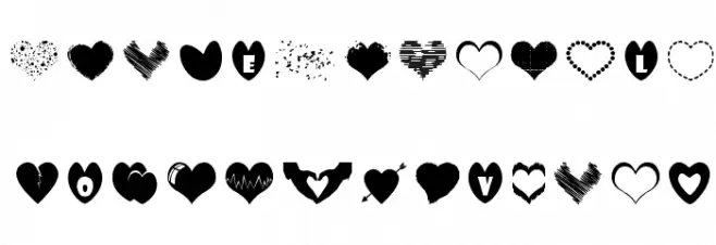 Sexy Love Hearts Fuentes MINÚSCULAS