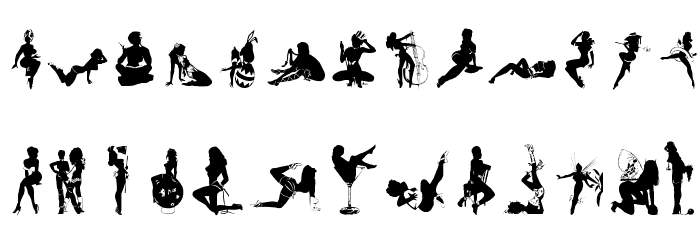 Sexy Silouette Stencils Font LOWERCASE