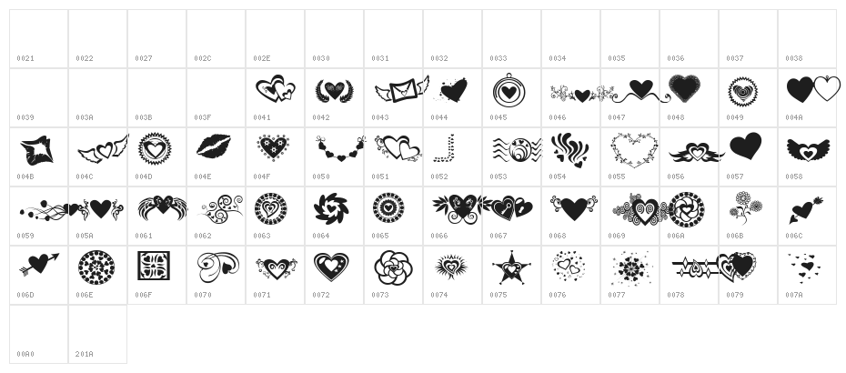 SexyRexy-Smitten Character Map