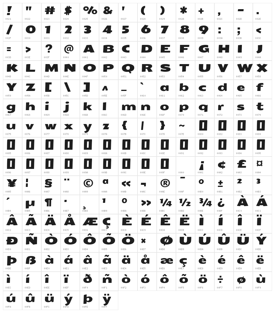 Seymour One Regular Character Map