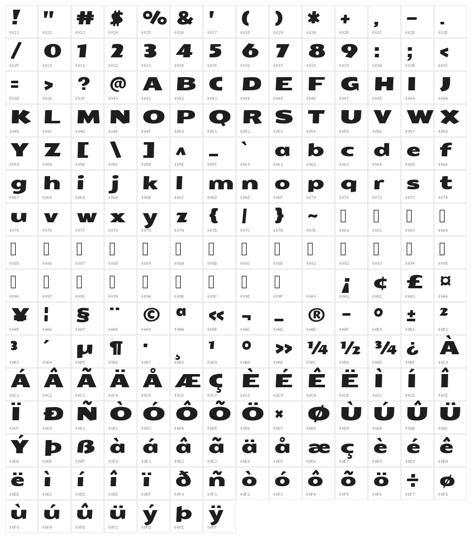 Seymour One Character Map