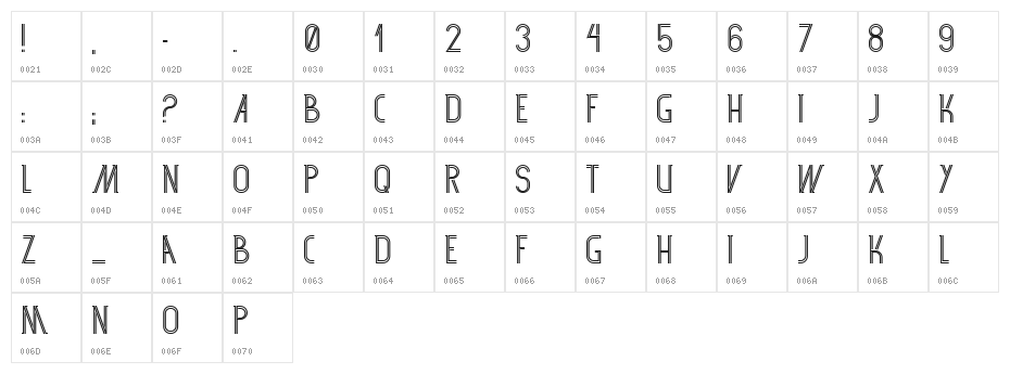 SF 360RT Character Map