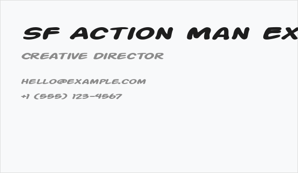 SF Action Man Extended Bold Italic Business Card