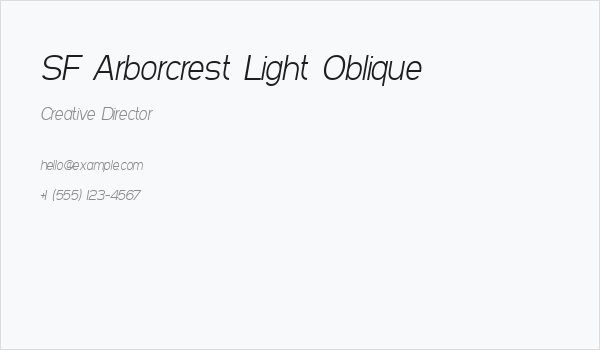 SF Arborcrest Light Oblique Business Card