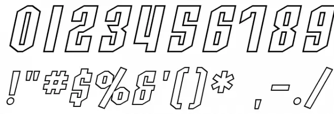 SF Archery Black Outline Oblique Font OTHER CHARS