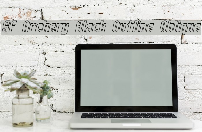SF Archery Black Outline Oblique Font examples