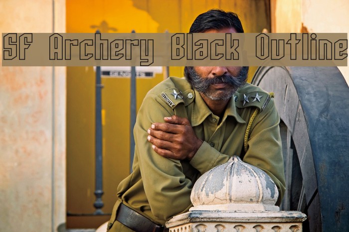 SF Archery Black Outline Font examples