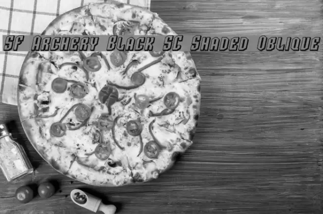 SF Archery Black SC Shaded Oblique Font examples