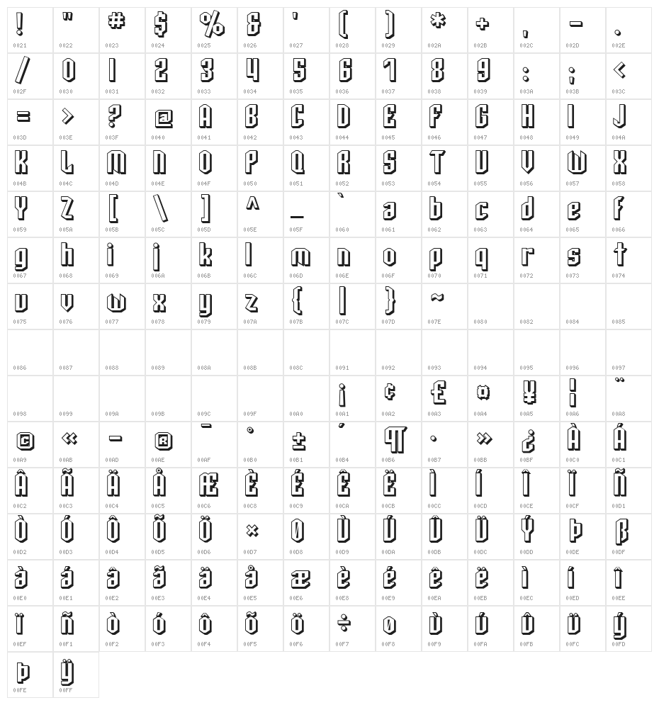 SF Archery Black Shaded Character Map