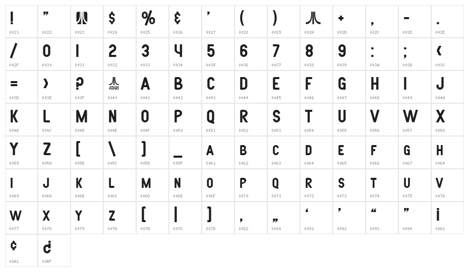 SF Atarian System Bold Character Map