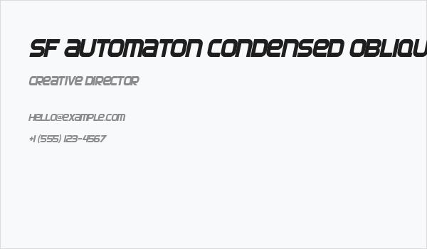 SF Automaton Condensed Oblique Business Card