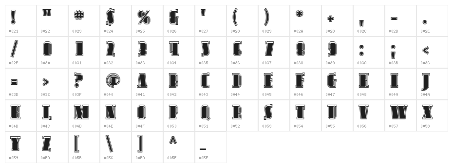 SF Avondale SC Inline Character Map