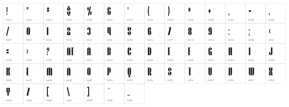 SF Baroquesque Extended Character Map