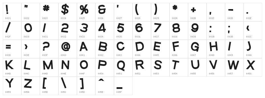 SF Beaverton SC Heavy Character Map