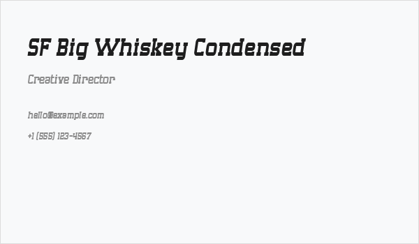 SF Big Whiskey Condensed Business Card