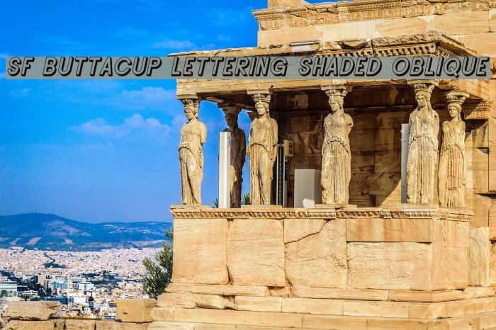 SF Buttacup Lettering Shaded Oblique Font examples