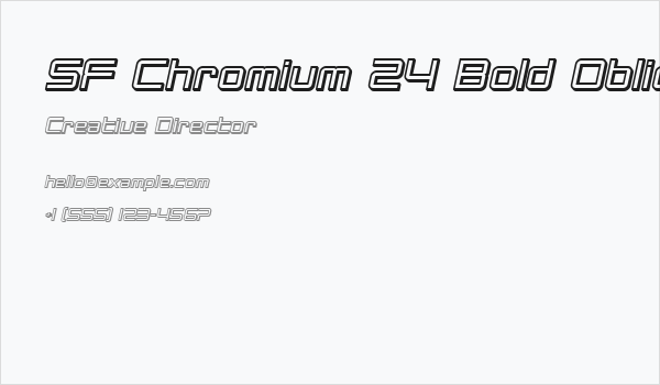 SF Chromium 24 Bold Oblique Business Card