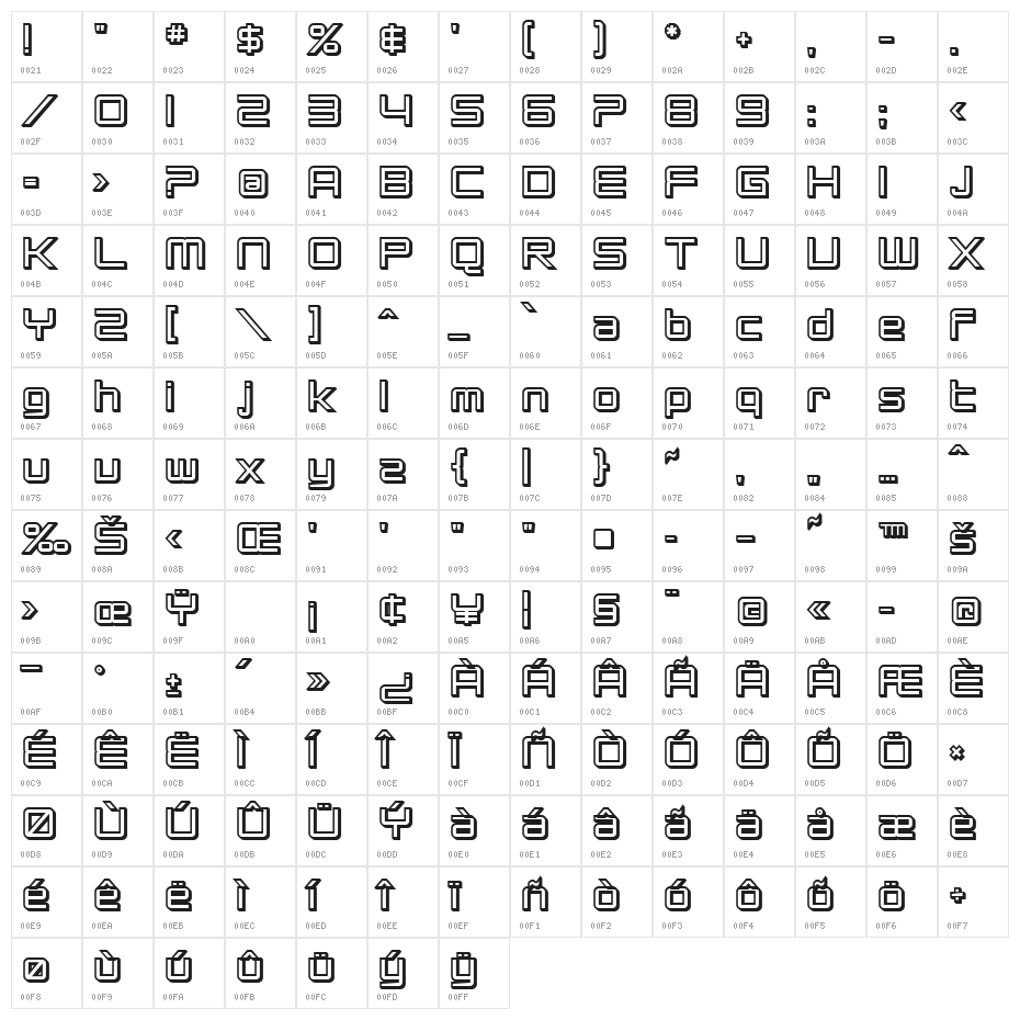 SF Chromium 24 Bold Character Map