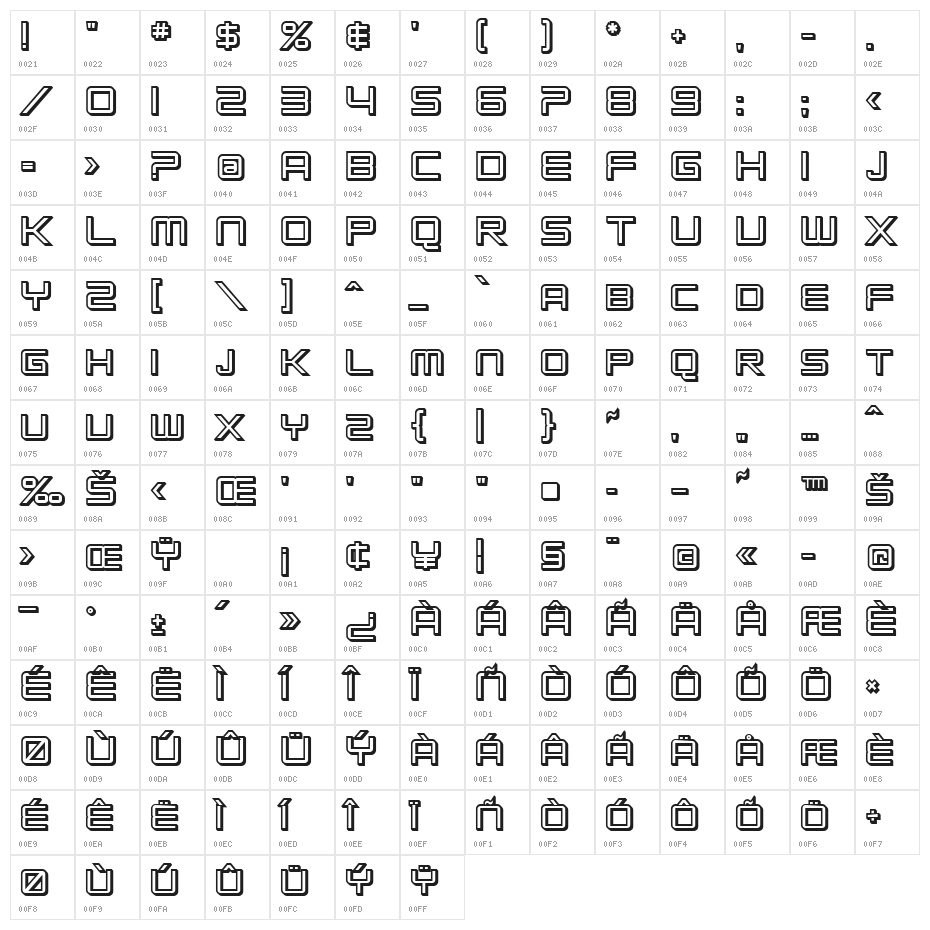 SF Chromium 24 SC Bold Character Map