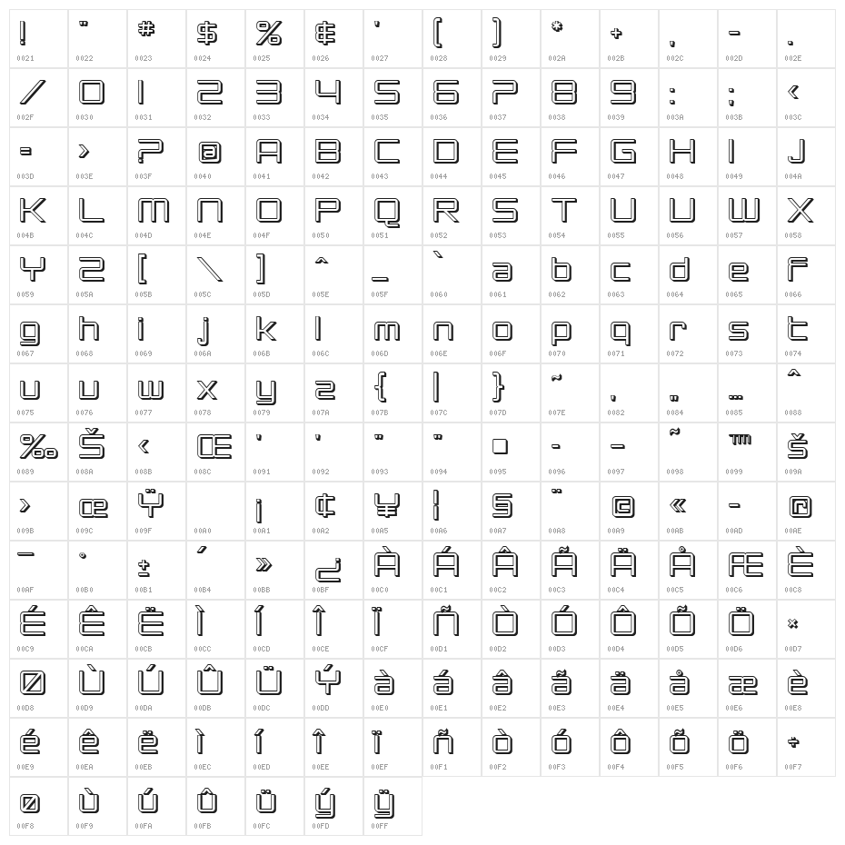 SF Chromium 24 Character Map