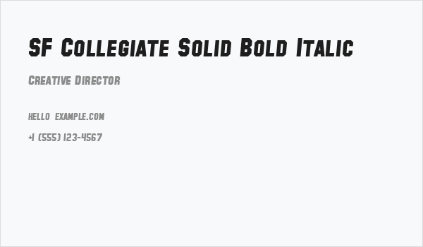 SF Collegiate Solid Bold Italic Business Card