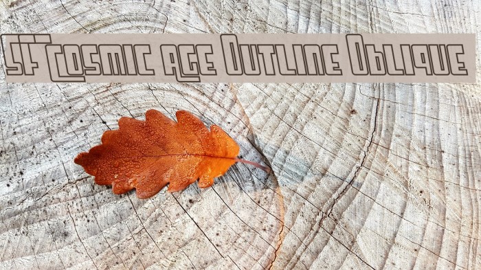 SF Cosmic Age Outline Oblique Font examples