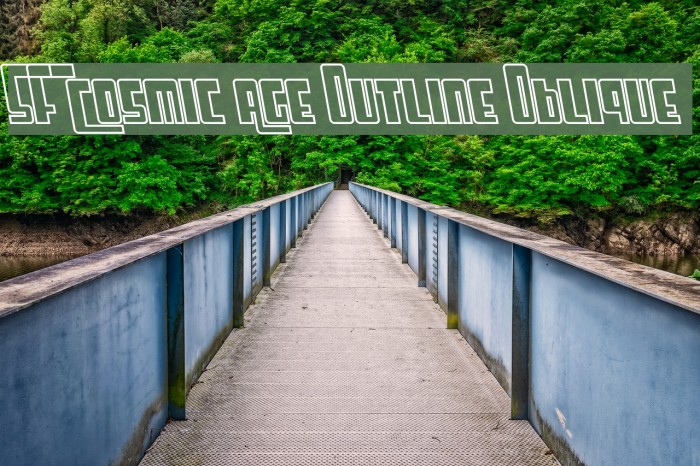 SF Cosmic Age Outline Oblique Font examples