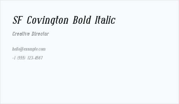SF Covington Bold Italic Business Card