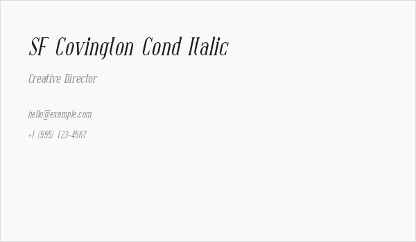 SF Covington Cond Italic Business Card