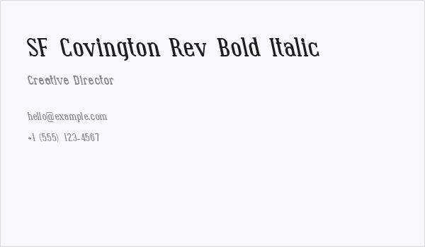 SF Covington Rev Bold Italic Business Card