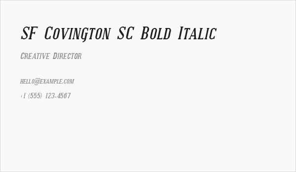 SF Covington SC Bold Italic Business Card