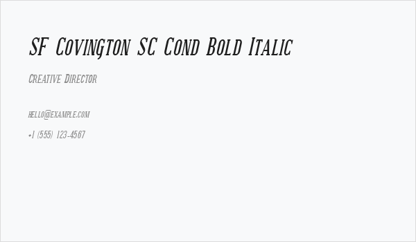 SF Covington SC Cond Bold Italic Business Card